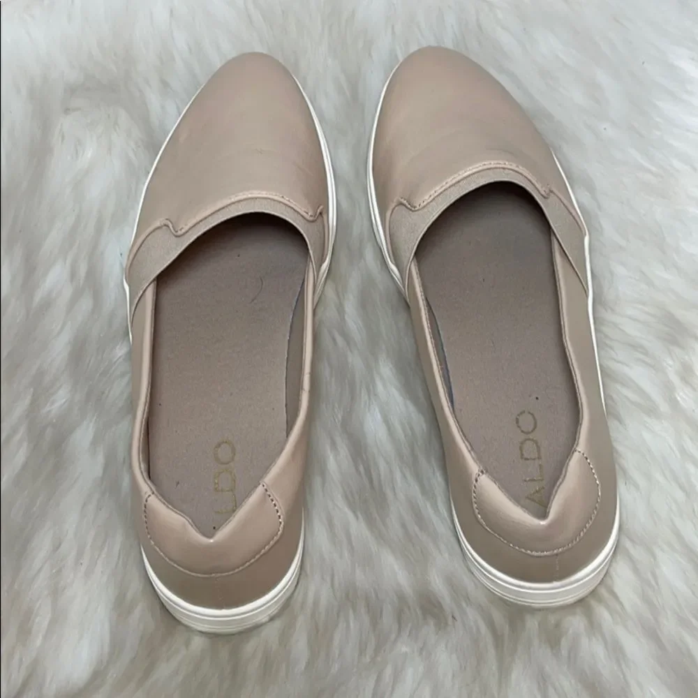 Aldo Cream Leather Slip On Sneakers Sz‎ 8